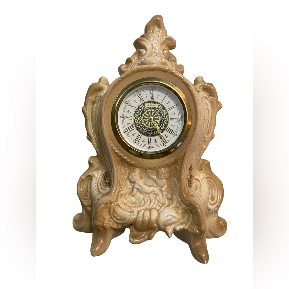 Vintage‎ German Porcelain Robin Clock Pink Hand Painted
